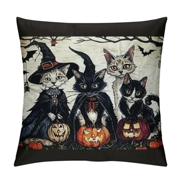 colorlife Halloween Skeleton Cat Throw Pillow Cover Inch Horror Pumpkin Bat Spider Cushion Case Decoration for Sofa Couch