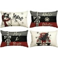 thumbnail image 1 of colorlife Merry Christmas Joy Xmas Trees Red Throw Pillow Covers, 12 x 20 Inch Christmas Winter Holiday Cushion Case Decoration for Sofa Couch Set of 4, 1 of 6