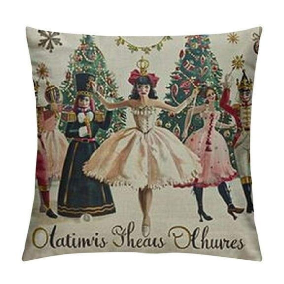 colorlife Merry Christmas Nutcracker Pink Throw Pillow Covers, Winter Holiday Party Cushion Case Decoration for Sofa Couch