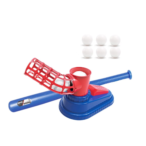 colour Baseball Pitching Machine Game Set Includes Bat Foldable Plastic 23 Inch And 6 Softballs For Kids Boys Girls Outdoor Play Plastic Free Size Multicolor