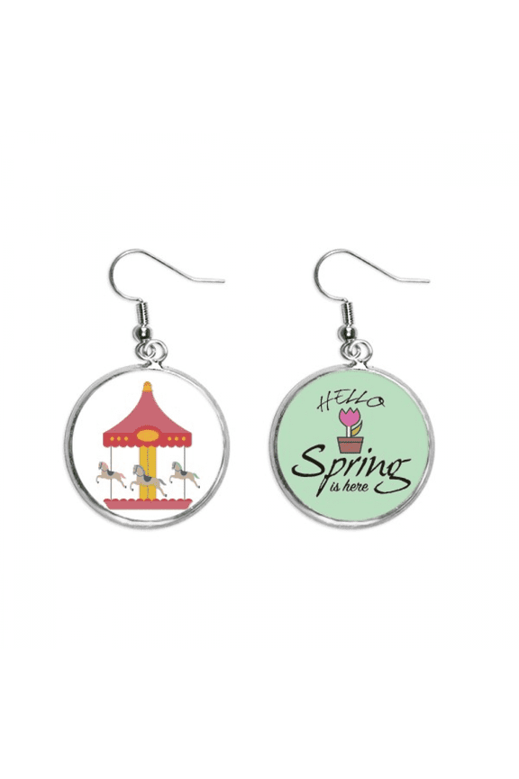 colourful carousel musement park pattern decoration dangle season sp earring jewelry