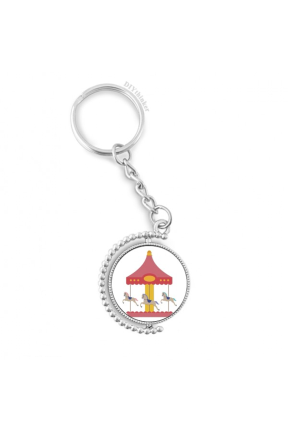 colourful carousel musement park pattern rotatable keyholder disc accessories chain clip