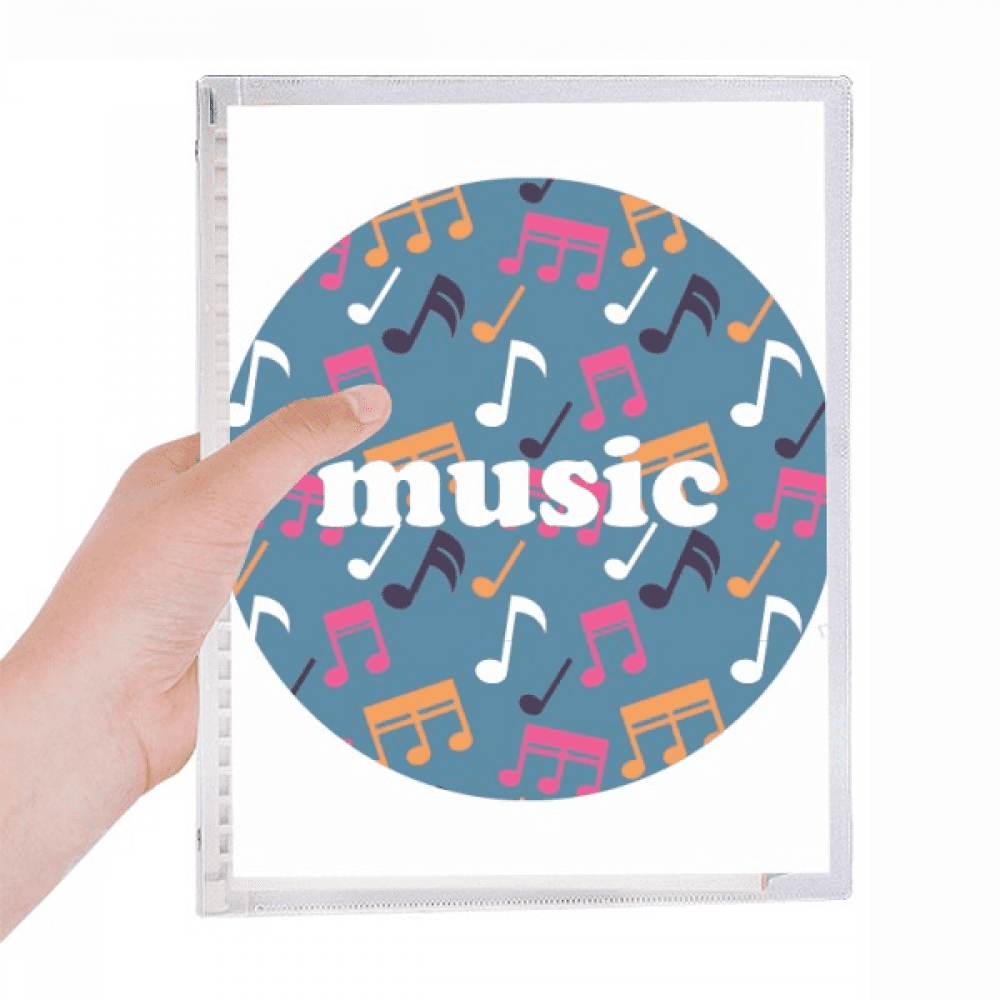 colourful music notes blue notebook loose diary refillable journal statiry
