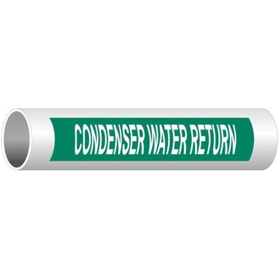 .com Condenser Water Return (White Legend On Green Background) Pipe Label Decal, 8x2 inch 50-Pack Vinyl for Pipe Markers$$Safety & Emergency