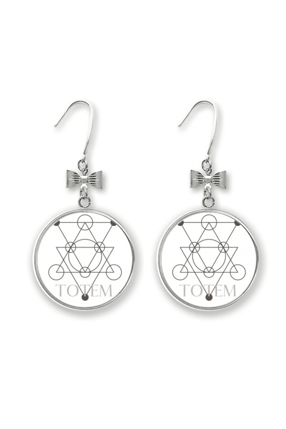 combination triangular circular points bow earrings drop stud pierced hook