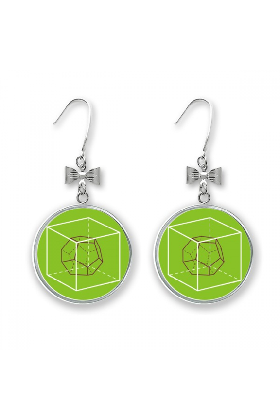 combinatorial cube mathematical geometric spbow earrings drop stud pierced hook