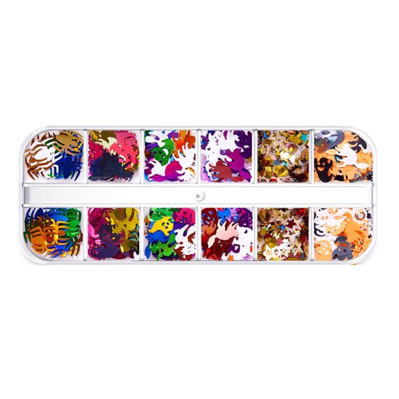 comerut 1 Box Manicure Decoration Ultra-Thin Stunning Visual Effect Vivid Color Easy to Apply DIY Manicure Sequins Halloween Glitter Flakes Nail Supplies