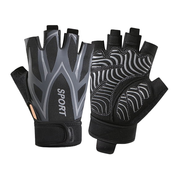comerut 1 Pair Adjustable Padded Half Finger Bicycle Gloves Shock-Absorbing Anti-Slip Breathable MTB Road Biking Gloves Sports Supplies