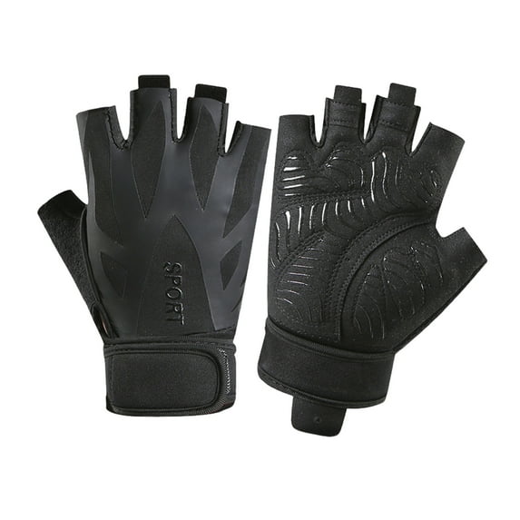 comerut 1 Pair Adjustable Padded Half Finger Bicycle Gloves Shock-Absorbing Anti-Slip Breathable MTB Road Biking Gloves Sports Supplies