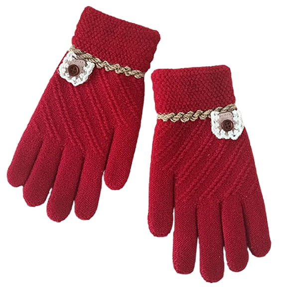 comerut 1 Pair Child Gloves Stretchy Skin-friendly Keep Warm Braid Button Winter Gloves for Outdoor