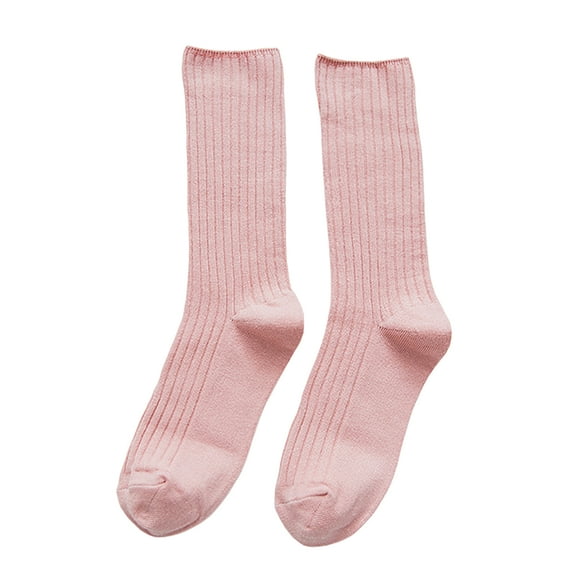 comerut 1 Pair Cotton Socks Thickened Ultra Soft Keep Warm Solid Color Autumn Winter Long Tube Knitting Pile Socks for Everyday Life