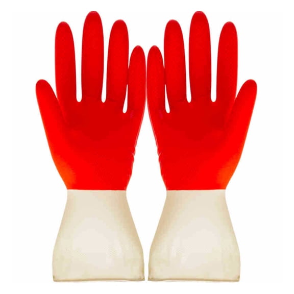 comerut 1 Pair Dishwashing Gloves Non-Slip Design Breathable Waterproof Puncture-resistant Oil-proof Household Cleaning Gloves