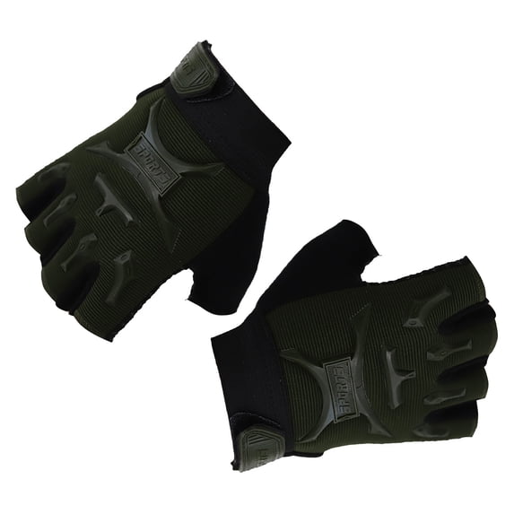 comerut 1 Pair Fastener Tape Design Anti-slip Particles Kids Cycling Gloves Camouflage Printing Half Finger Shockproof Boys Girls Sports Gloves Sports Accessory