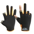 thumbnail image 1 of comerut 1 Pair Fishing Gloves Anti-Slip Breathable Two Finger Cut Rough Palm Great Friction Hands Protection Contrast Color Touch Screen Outdoor Sports Fitness Gloves Fishing Accessories, 1 of 7