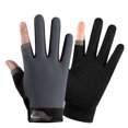 thumbnail image 1 of comerut 1 Pair Fishing Gloves Anti-Slip Breathable Two Finger Cut Rough Palm Great Friction Hands Protection Contrast Color Touch Screen Outdoor Sports Fitness Gloves Fishing Accessories, 1 of 8