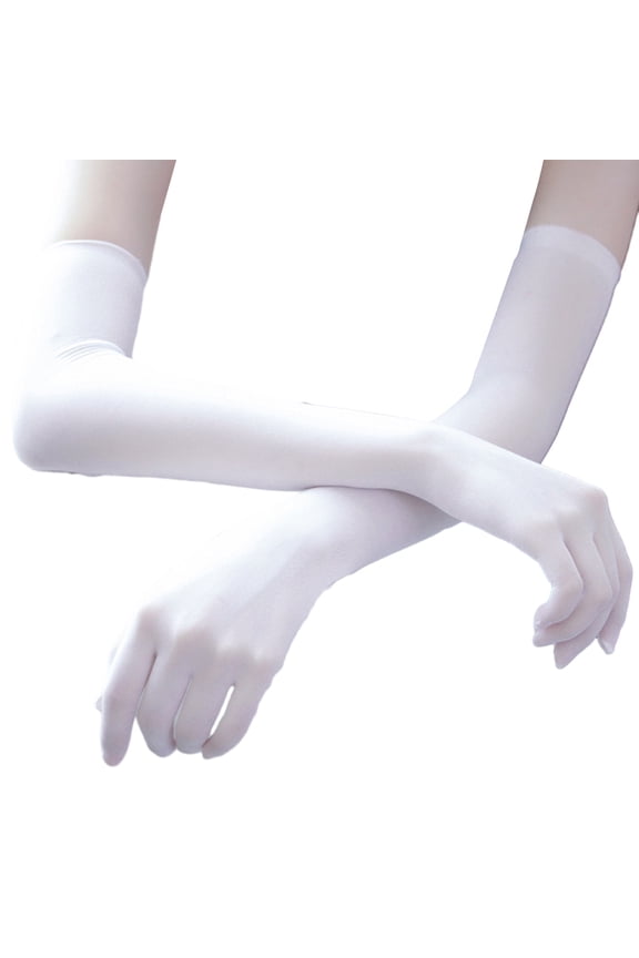 1 Pair Gloves Thin Mesh See-through Stage Performance Pole Dancing Full Fingers Breathable Soft Anti-slip Solid Color Bride Wedding Gloves