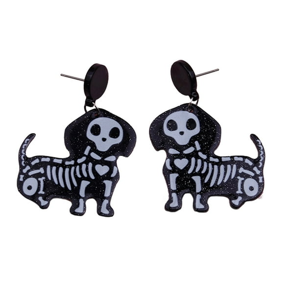 comerut 1 Pair Halloween Earrings Spooky Chic Bat Cat Skull Lightweight Trendy Personality Fun Comfortable Earrings