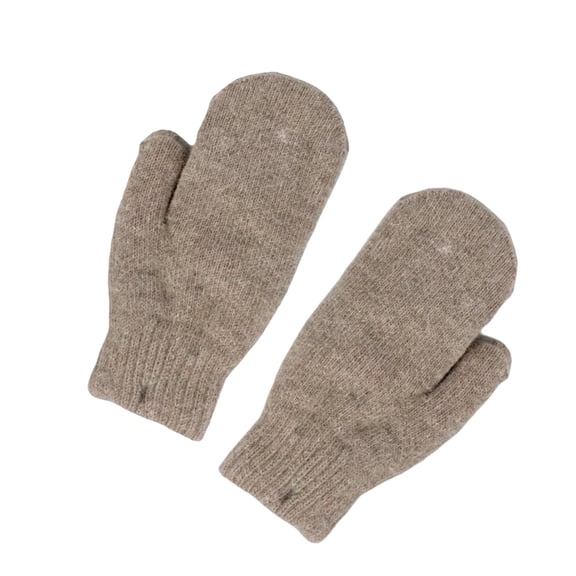 comerut 1 Pair Korean Style Double-layer Thickened Solid Color Women Mittens Winter Warm Knitting Plush Gloves