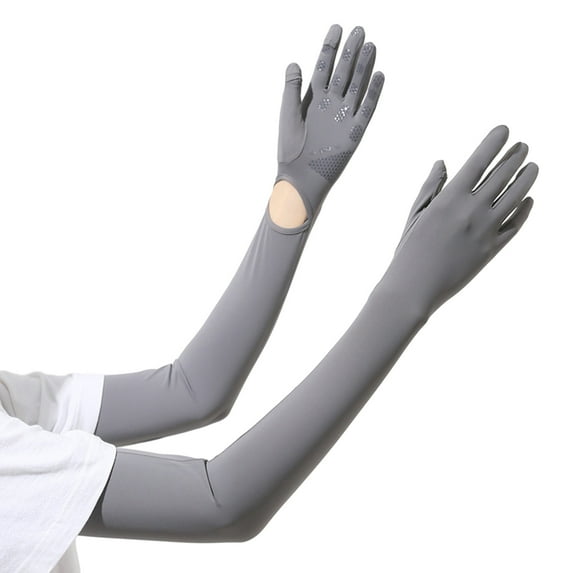 comerut 1 Pair Long Sun Glove Unisex Sunblock Driving Gloves Anti- UV Non Slip Full Finger Arm Sun Protective Outdoor Sports Arm Cover