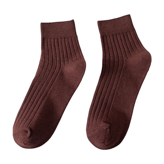 comerut 1 Pair Men Cotton Socks Mid-tube Striped No Odor Solid Color High Elasticity Anti-slip Breathable Soft Warm Sweat-absorption Anti-shrink Business Sports Socks