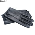 thumbnail image 1 of comerut 1 Pair Men Gloves Faux Leather Plush Full Fingers Touch Screen Winter Mittens for Outdoor, 1 of 8