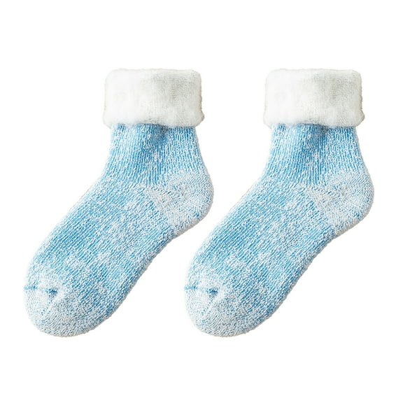 comerut 1 Pair More Thicken Warm Keeping Women Socks Wool Blend Practical Good Woven Winter Socks for Daily Wear
