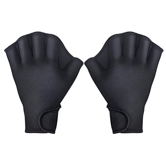 comerut 1 Pair Neoprene Gloves Water Resistant Breathable Rubber Well Stitching Webbed Swim Gloves for Training