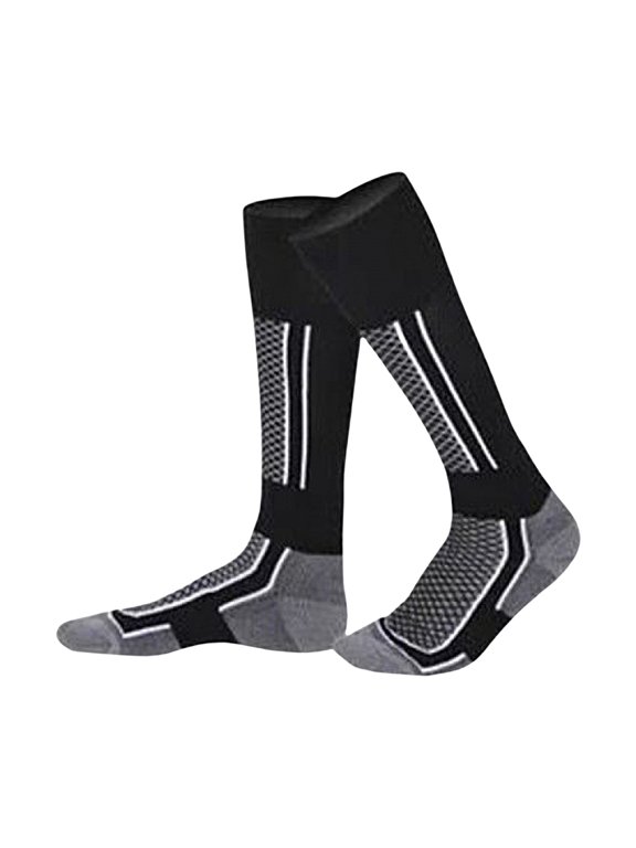 1 Pair Ski Socks Knee High Stretchy Moisture Wicking Terry Thickened Quick Drying Winter Thermal Kids Girls Boys Snowboarding Climbing Stockings for Outdoor