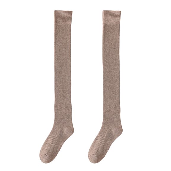 comerut 1 Pair Solid Color High Elasticity Thickened Warm Thigh High Socks Autumn Winter Women Over Knee Socks
