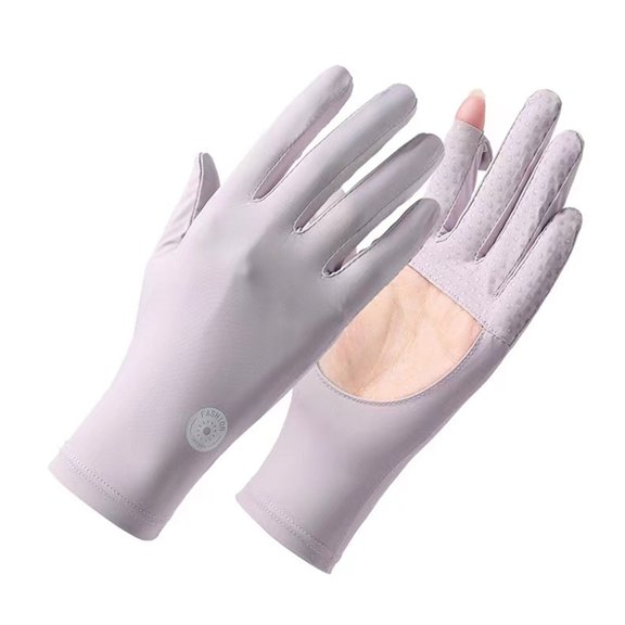 comerut 1 Pair Sun Protection Full Finger Gloves Hollow Breathable Touch Screen Design Soft Friendly to Skin UV-proof Sports Gloves