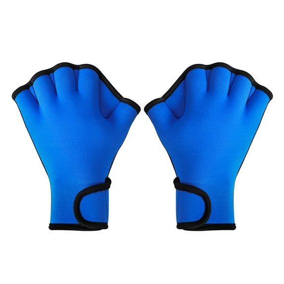 comerut 1 Pair Swimming Gloves Water Resistance Adjustable Wrist Strap Half Finger Aquatic Swimming Webbed Gloves for Water Sports