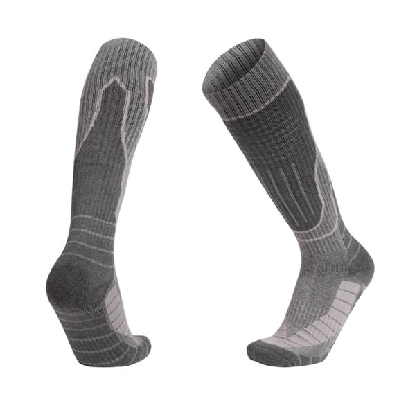 comerut 1 Pair Thermal Knee-High Ski Socks Non-Slip Cuff Design Breathable Wear Resistant Moisture Wicking Snowboard Sports Socks