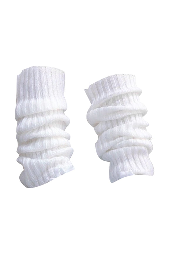 1 Pair Thickened Warm Elastic Leg Warm Socks Japanese Style Sweet Girl Ribbed Knitted Boot Cuffs for Daily Wear