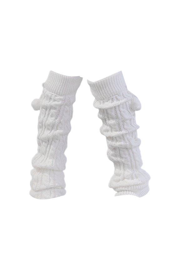 1 Pair Thickened Warm Elastic Leg Warm Socks Japanese Style Sweet Girl Ribbed Knitted Boot Cuffs for Daily Wear