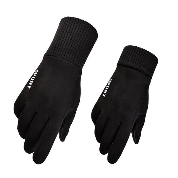 comerut 1 Pair Unisex Gloves Full Finger Touch Screen Men Women Warm Ribbed Cuff Gloves for Riding