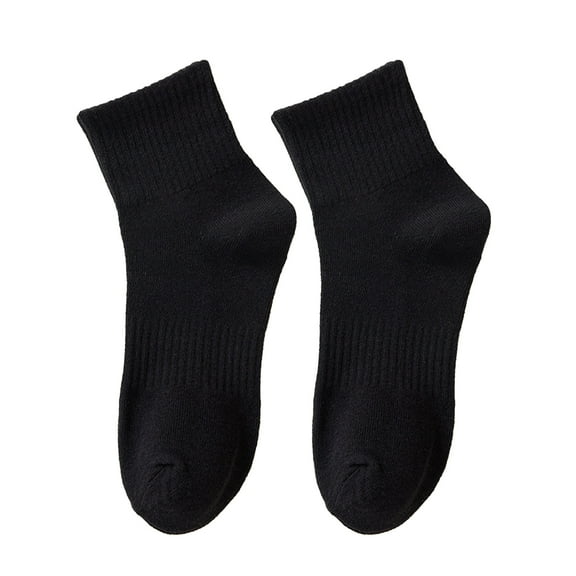 comerut 1 Pair Unisex Socks Thickened Elastic Anti-slip Mid-tube Solid Color Floor Socks Warm Soft No Ddor Sweat Absorption Lady Winter Socks