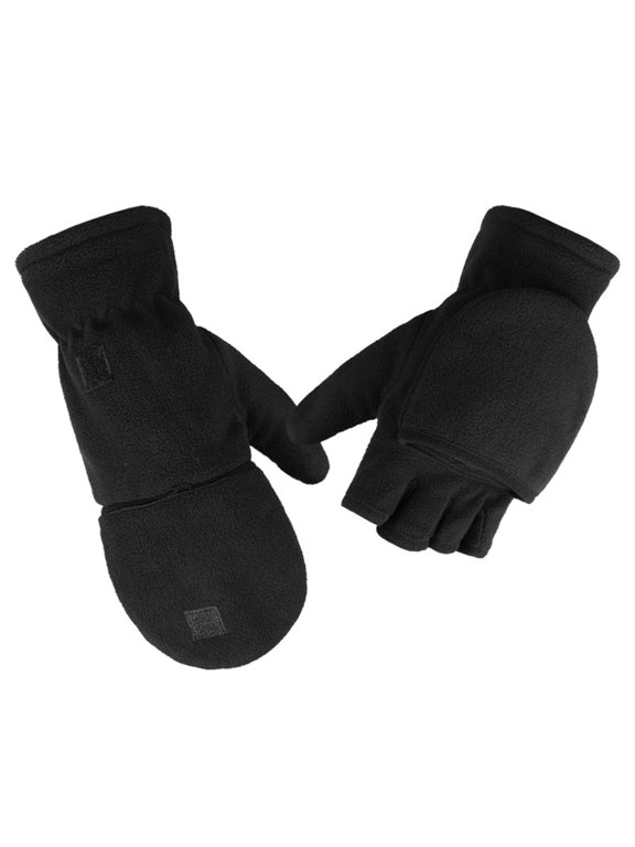 1 Pair Warm Gloves Good Fluffy Delicate Fleece Covered Winter Flip Top Mittens for Photographing