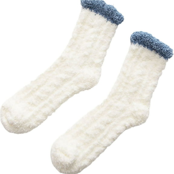 comerut 1 Pair Warm Keeping Women Socks Thickened Polyester Trendy Classic Winter Stockings for Daily