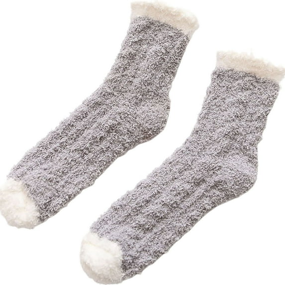 comerut 1 Pair Warm Keeping Women Socks Thickened Polyester Trendy Classic Winter Stockings for Daily