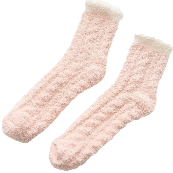 comerut 1 Pair Warm Keeping Women Socks Thickened Polyester Trendy Classic Winter Stockings for Daily