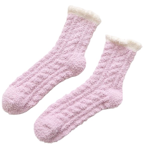 comerut 1 Pair Warm Keeping Women Socks Thickened Polyester Trendy Classic Winter Stockings for Daily