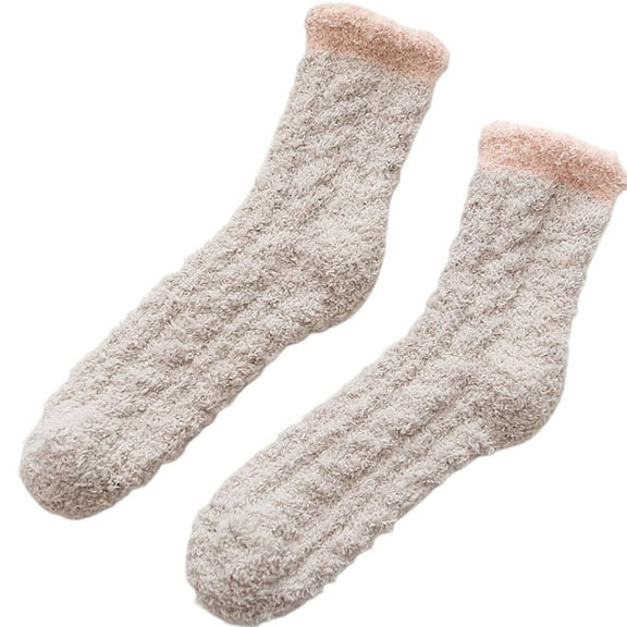 comerut 1 Pair Warm Keeping Women Socks Thickened Polyester Trendy Classic Winter Stockings for Daily