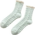 thumbnail image 1 of comerut 1 Pair Warm Keeping Women Socks Thickened Polyester Trendy Classic Winter Stockings for Daily, 1 of 8