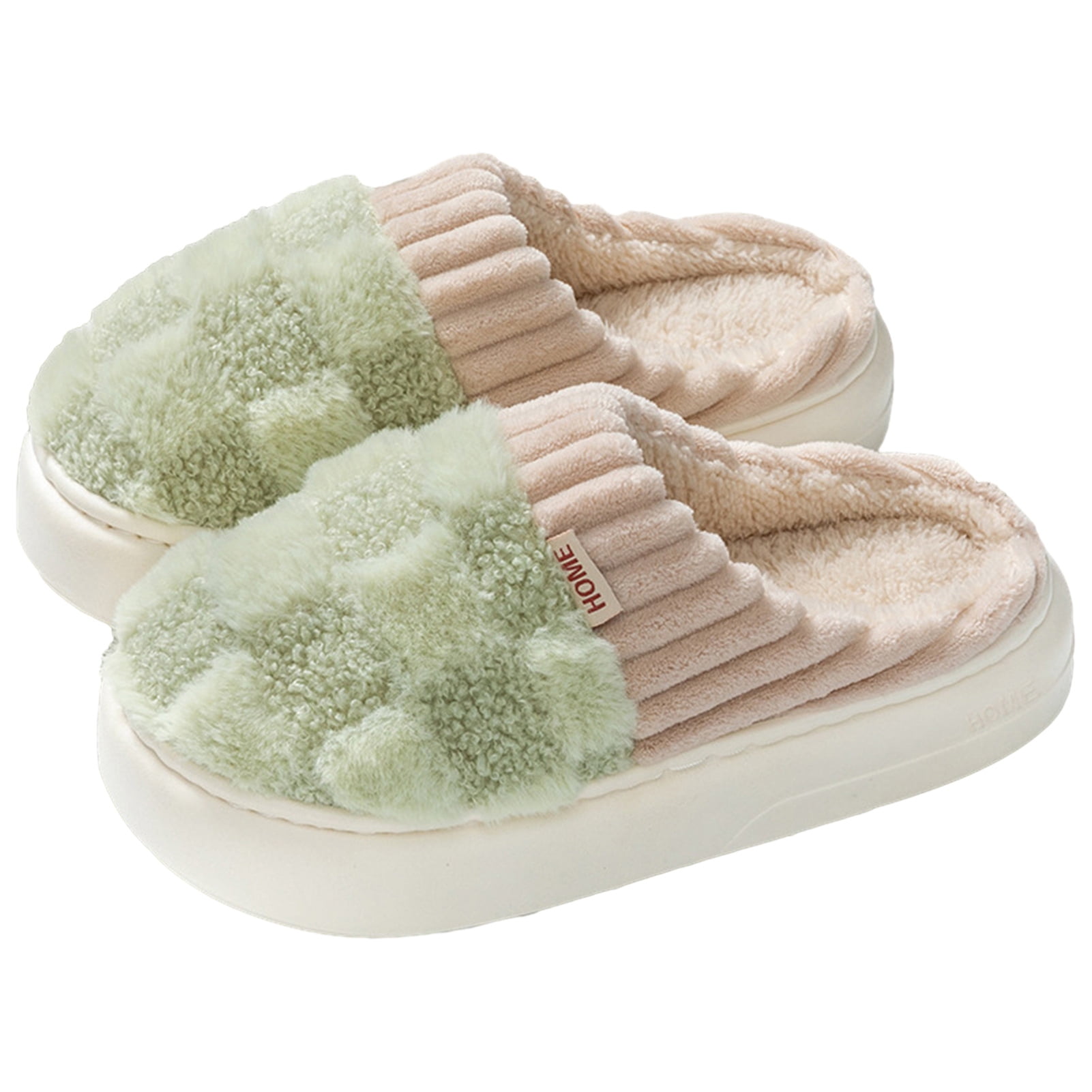 comerut 1 Pair Winter Cotton Slippers Thick Wear-resistant Sole Anti ...