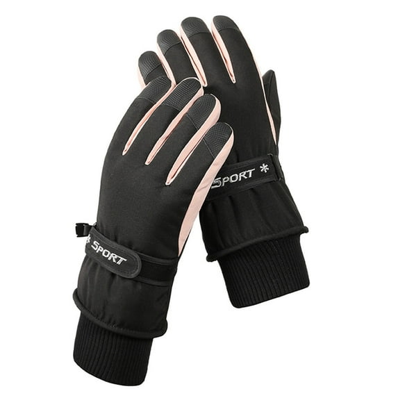 comerut 1 Pair Winter Gloves Full Finger Touch Screen Thickened Waterproof Anti-slip Outdoor Sports Tool Cloth Outdoor Winter Thermal Gloves for Skiing