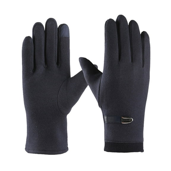comerut 1 Pair Winter Warm Gloves Plush Lining Stretchy Windproof Cold Weather Full Finger Men Touchscreen Gloves