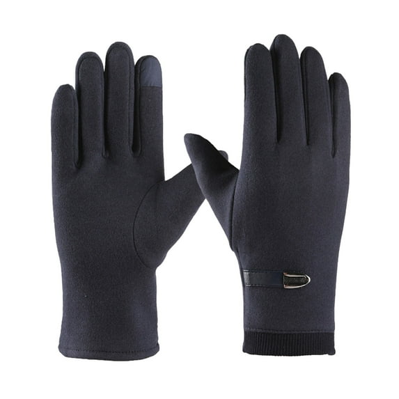 comerut 1 Pair Winter Warm Gloves Plush Lining Stretchy Windproof Cold Weather Full Finger Men Touchscreen Gloves