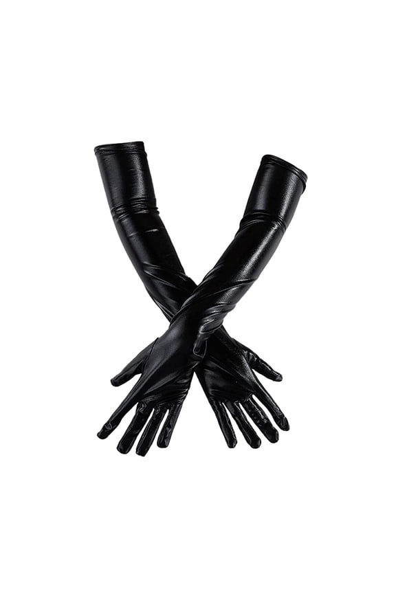 1 Pair Women Cosplay Gloves Coated Faux Leather Five Fingers Anti-slip Nightclub Stage Performance Pole Dance Mittens