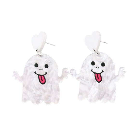 comerut 1 Pair Women Earrings Cute Ghost Pumpkin Spider Accessory Exquisite Ear Decoration Party Dress-Up Fashion Jewelry Stud Earrings Acrylic Dangle Earrings for Halloween Party