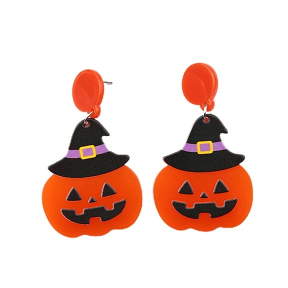 comerut 1 Pair Women Earrings Cute Ghost Pumpkin Spider Accessory Exquisite Ear Decoration Party Dress-Up Fashion Jewelry Stud Earrings Acrylic Dangle Earrings for Halloween Party